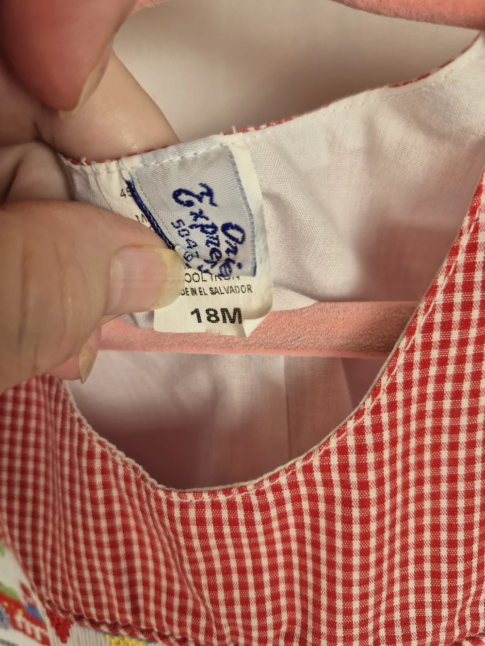 Red Gingham Smocked Kids Overalls with Racecar Embroidery Size 18M